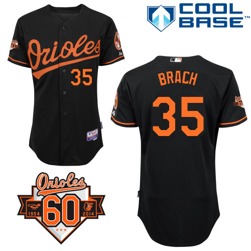 Brad Brach #35 MLB Jersey-Baltimore Orioles Men's Authentic Alternate Black Cool Base/Commemorative 60th Anniversary Patch Baseball Jersey